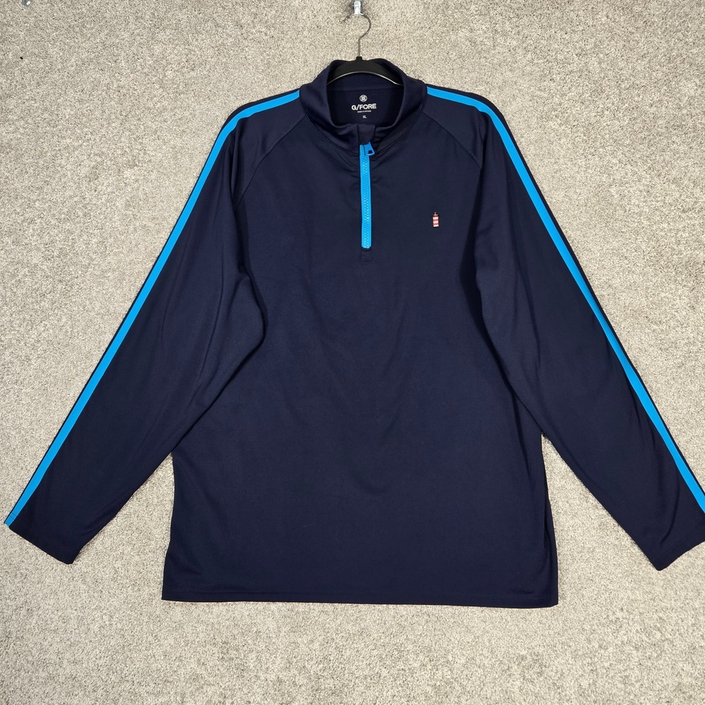 G /Fore Pullover Mens XL Blue 1/4 Zip Performance Golf lighthouse embroidery